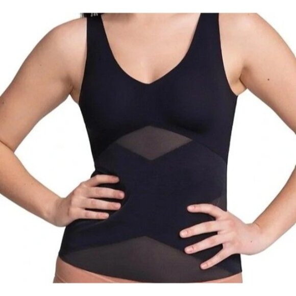 Honeylove Liftwear Bra Tank Vamp Black V-Neck Shapewear Activewear Smoothing 1X - Picture 1 of 10